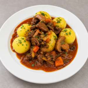 Champignongulasch mit Knödeln
